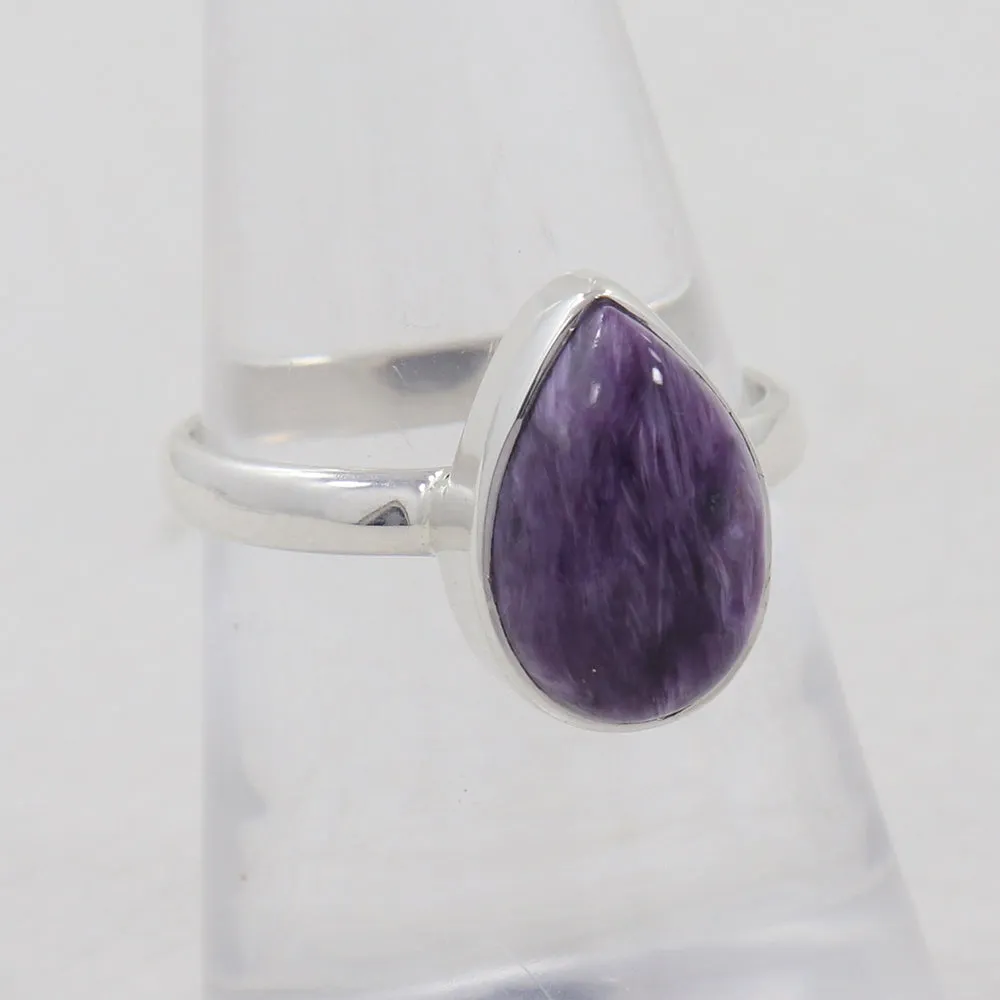 Gorgeous Charoite Gemstone Sterling Silver Ring