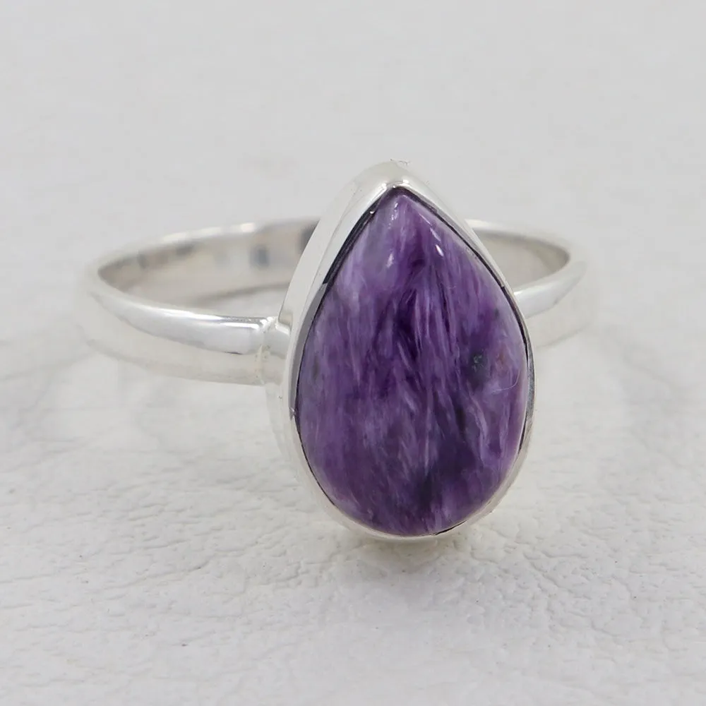 Gorgeous Charoite Gemstone Sterling Silver Ring