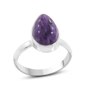 Gorgeous Charoite Gemstone Sterling Silver Ring