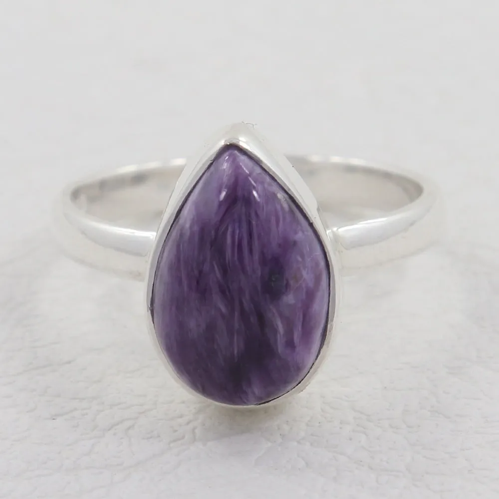 Gorgeous Charoite Gemstone Sterling Silver Ring