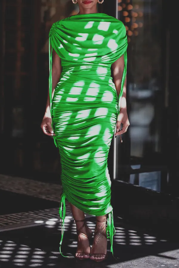 Gorgeous Drawstring Ruched Bodycon Dress
