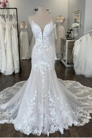 Gorgeous Mermaid Lace Appliques Wedding Dress