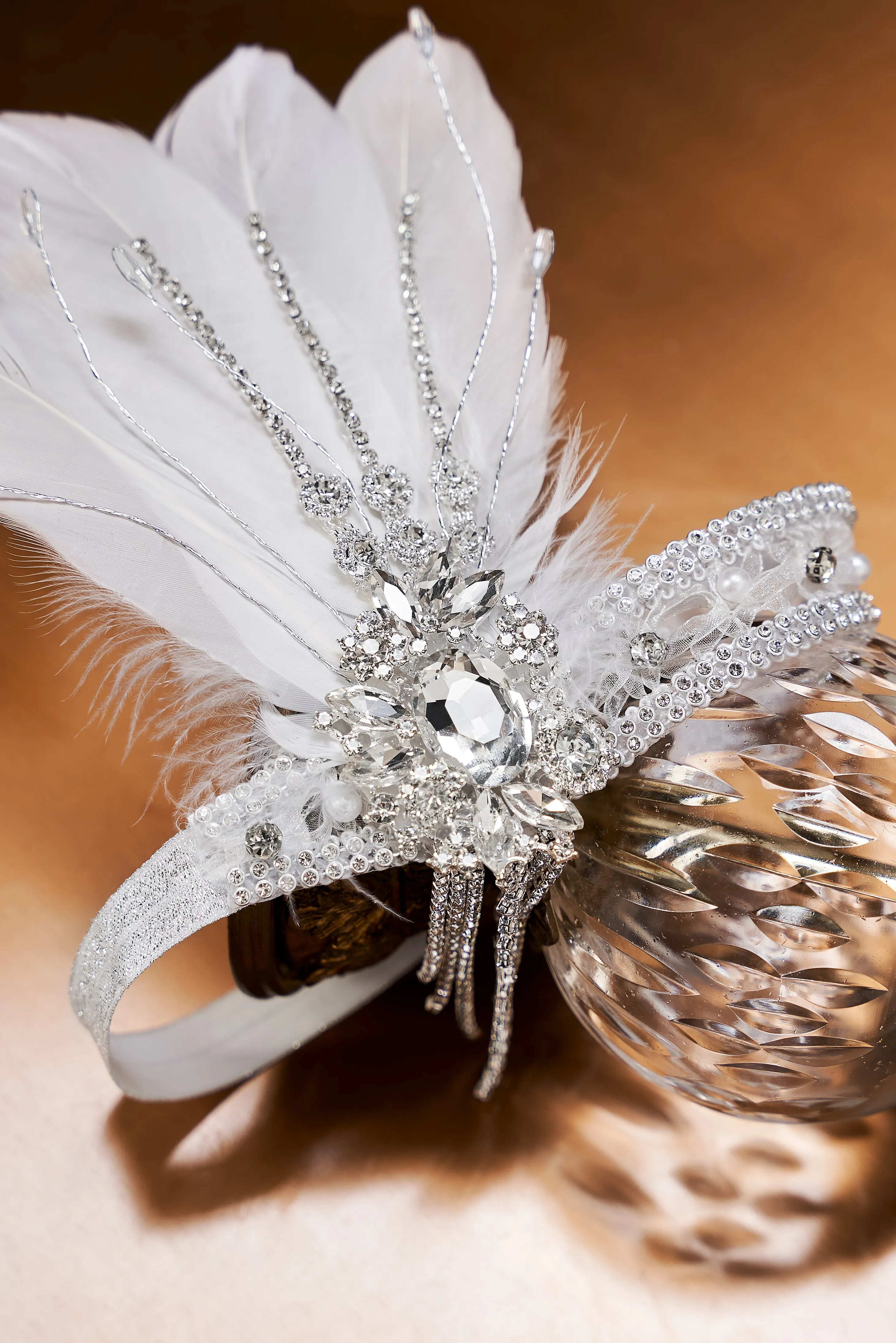 Gorgeous Rhinestone Feather Headpiece
