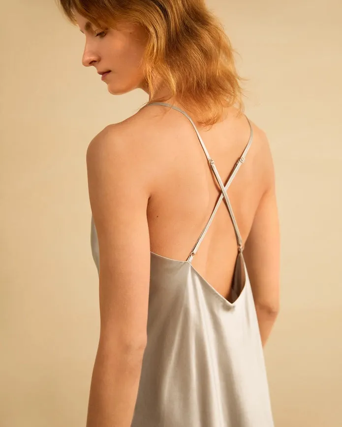 Gorgeous Silk Chemise Silver Gray