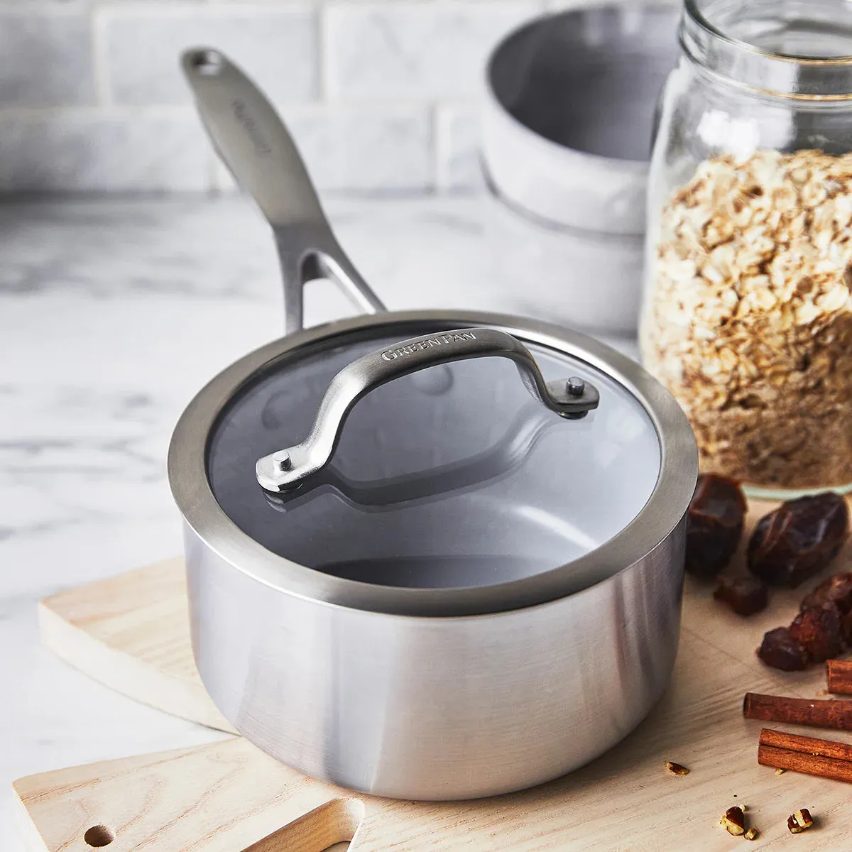 GreenPan Venice Pro Stainless Steel Ceramic Nonstick Saucepan with Lid – 1.6qt
