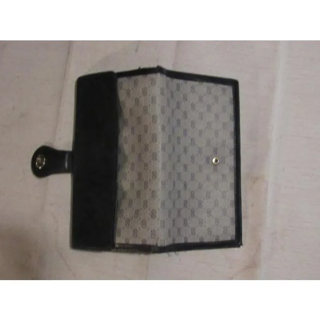 Gucci Blue Small G Logo Print And Leather With Gold Blue Enamel Gg Hinge Vintage Wallet