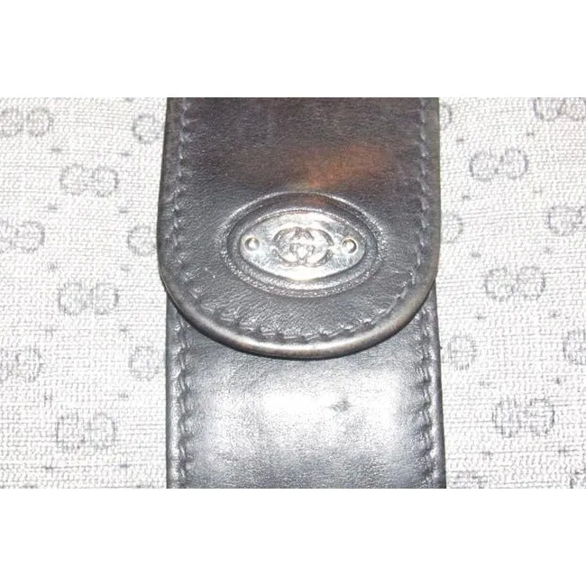 Gucci Blue Small G Logo Print Coated Canvas And Navy Leather With Chrome Accents Vintage Collection