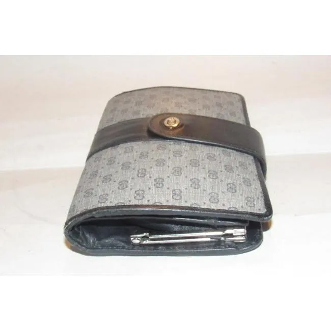Gucci Blue Small G Logo Print Coated Canvas And Navy Leather With Chrome Accents Vintage Collection