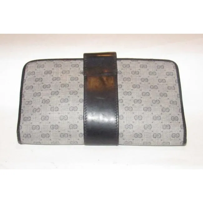 Gucci Blue Small G Logo Print Coated Canvas And Navy Leather With Chrome Accents Vintage Collection