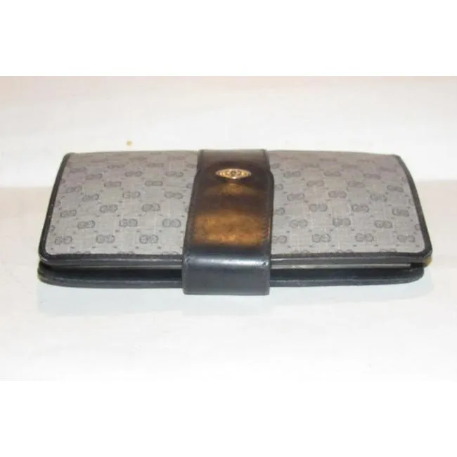 Gucci Blue Small G Logo Print Coated Canvas And Navy Leather With Chrome Accents Vintage Collection