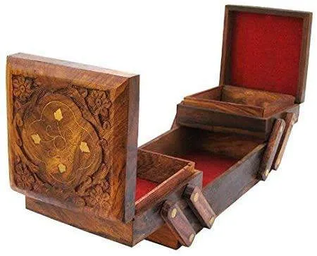 Handmade Jewelry Box for Women 8 x 4 x 3 Inches (Brown)