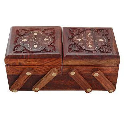 Handmade Jewelry Box for Women 8 x 4 x 3 Inches (Brown)
