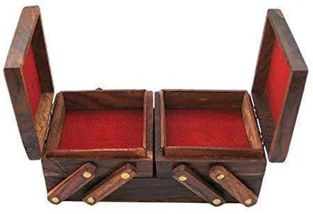 Handmade Jewelry Box for Women 8 x 4 x 3 Inches (Brown)