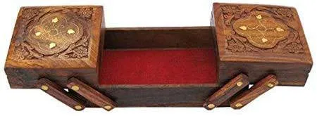 Handmade Jewelry Box for Women 8 x 4 x 3 Inches (Brown)