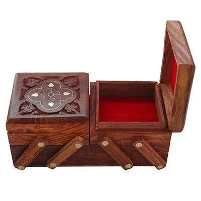 Handmade Jewelry Box for Women 8 x 4 x 3 Inches (Brown)