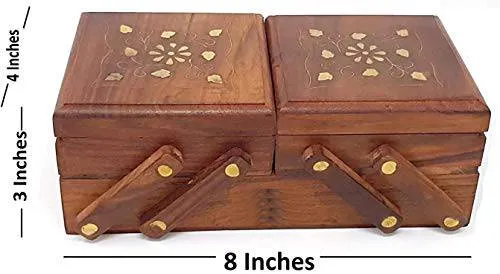 Handmade Jewelry Box for Women 8 x 4 x 3 Inches (Brown)