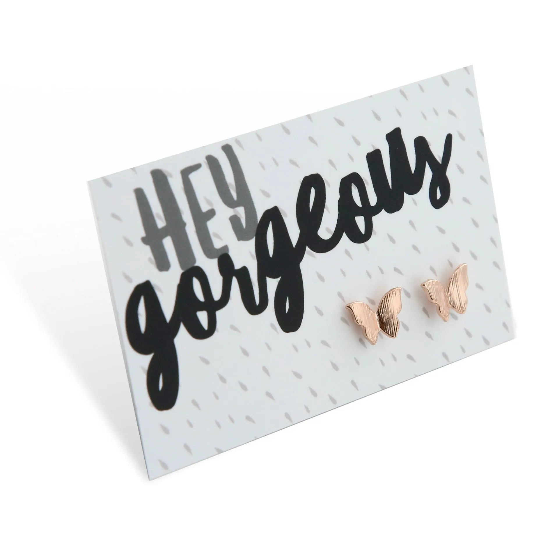 Hey Gorgeous! Butterfly Earrings - Rose Gold (9407)