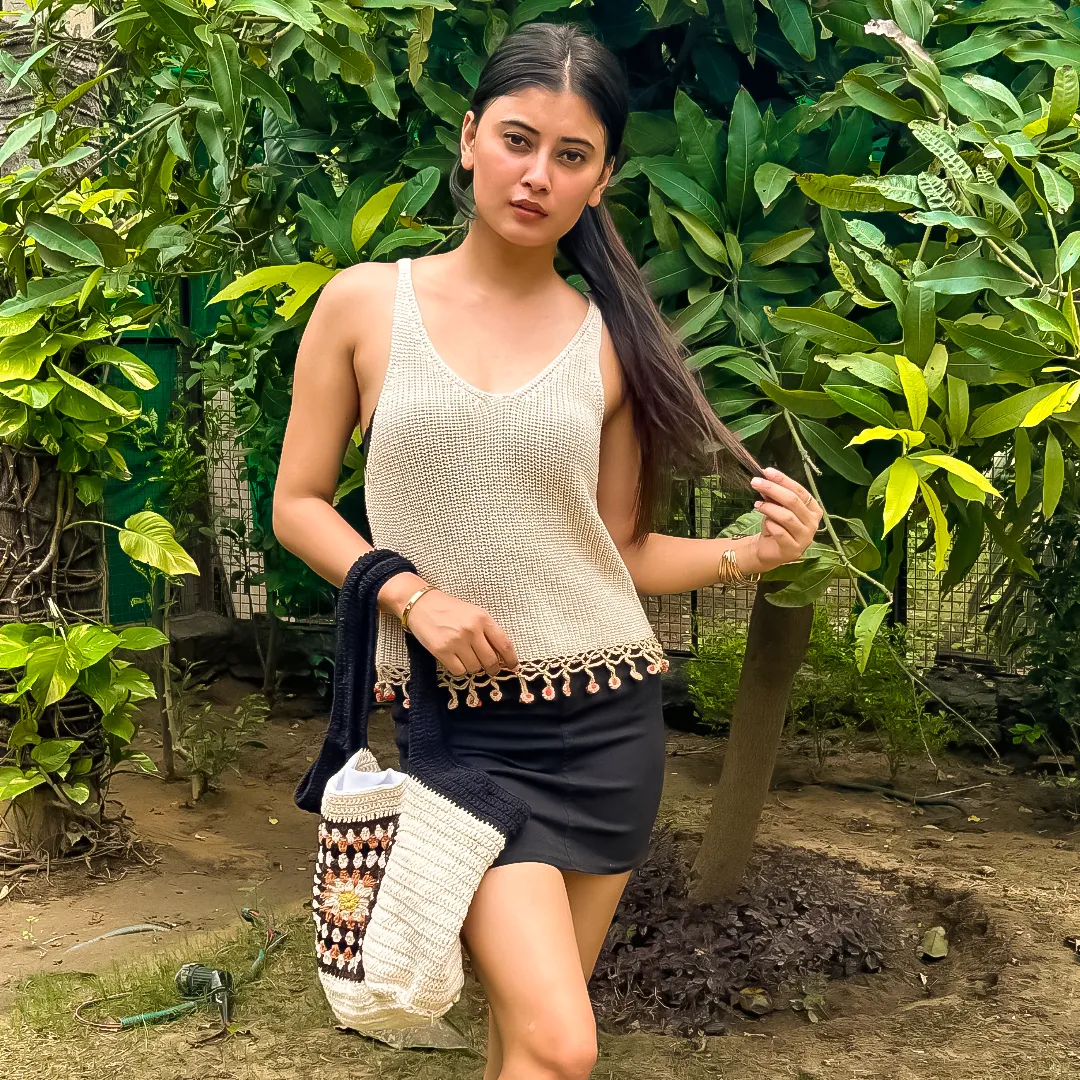 Ivy Handknitted Tote Bag – Eco-Friendly, Minimal, Classic Summer Bag