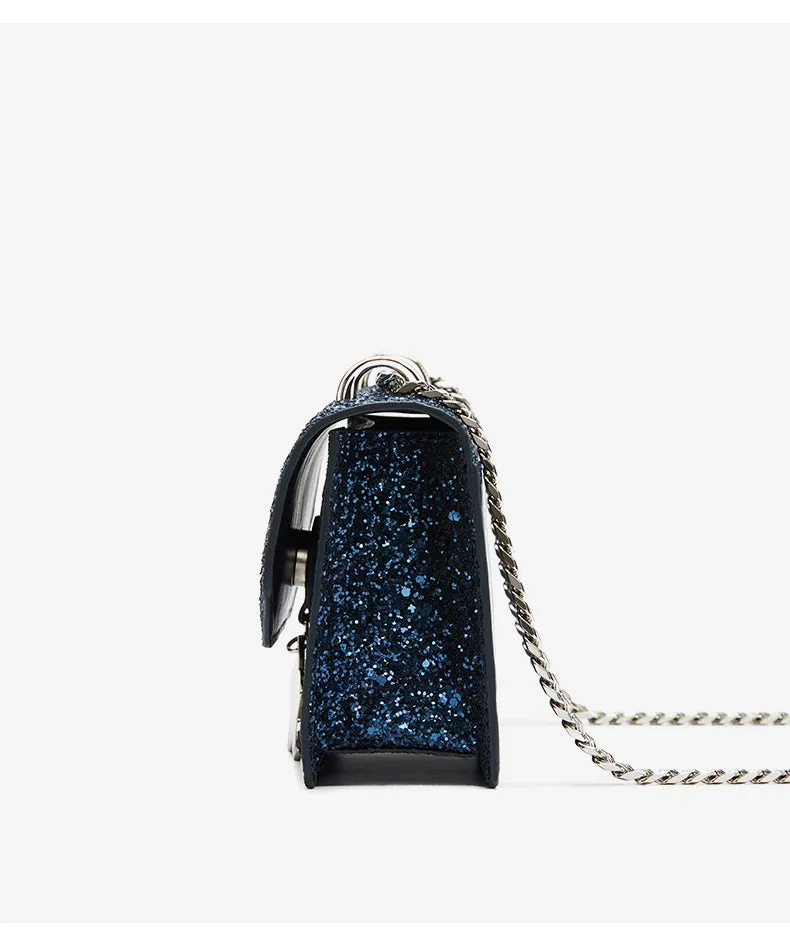 LAFESTIN GLITTER CHAIN SHOULDER BAG WITH VELVET RIBBON 619839