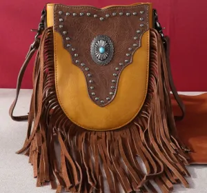 Leather Western crossbody  mustard