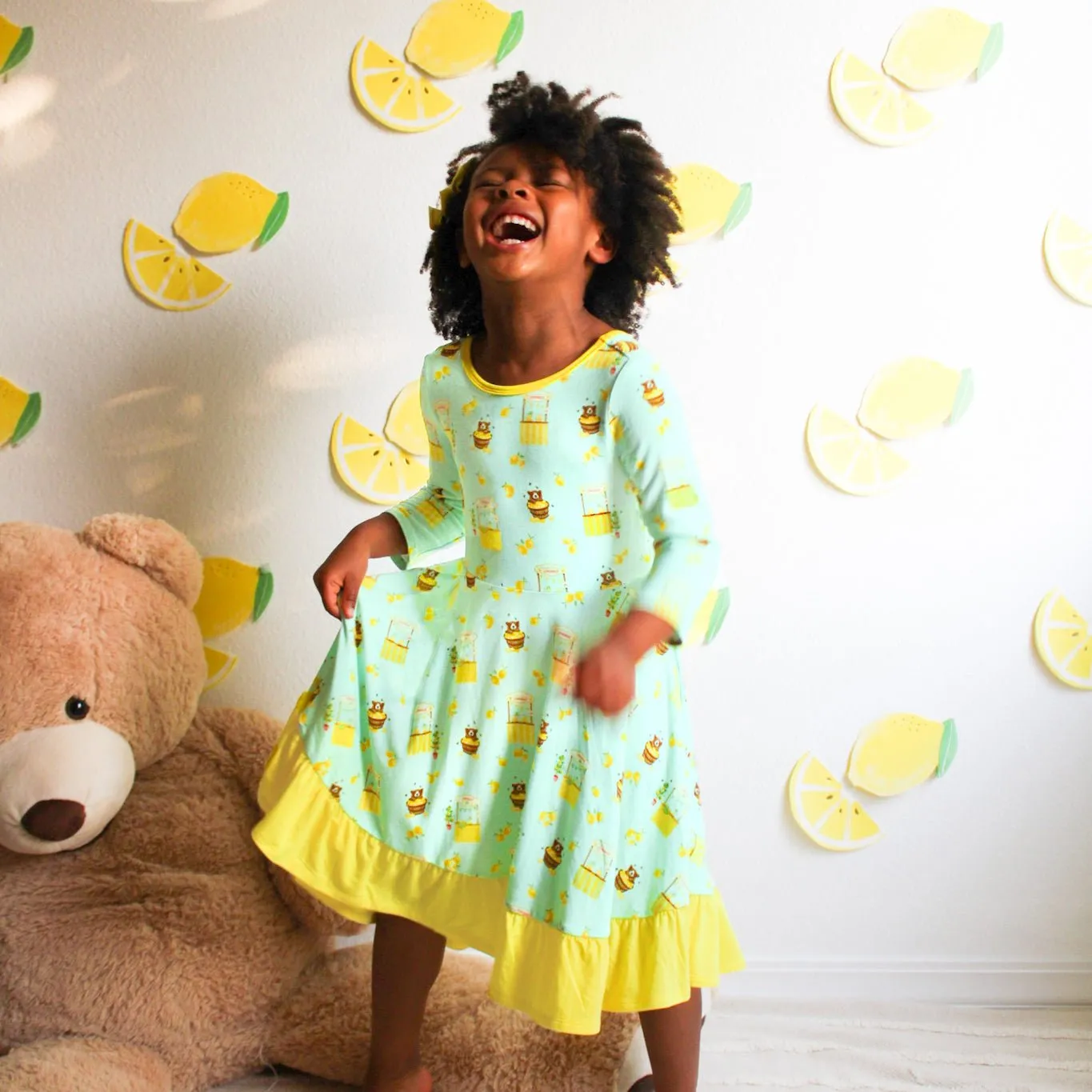 Lemonade Stands & Honey Bears Ruffle Hi-Lo Twirling Dress (2T-6Y)