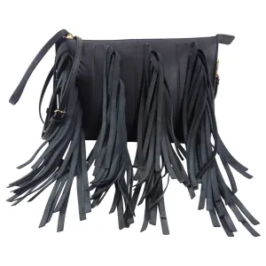 Marni Black Leather Fringe Crossbody Bag