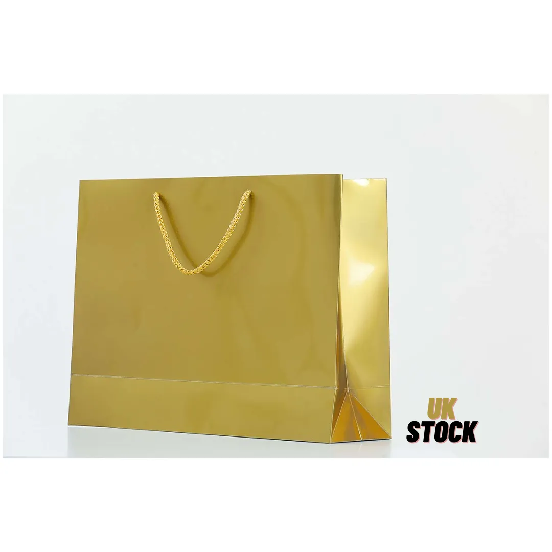 Medium Gold Glossy Laminated Uk Carrier Bags