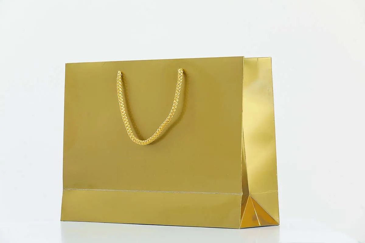 Medium Gold Glossy Laminated Uk Carrier Bags