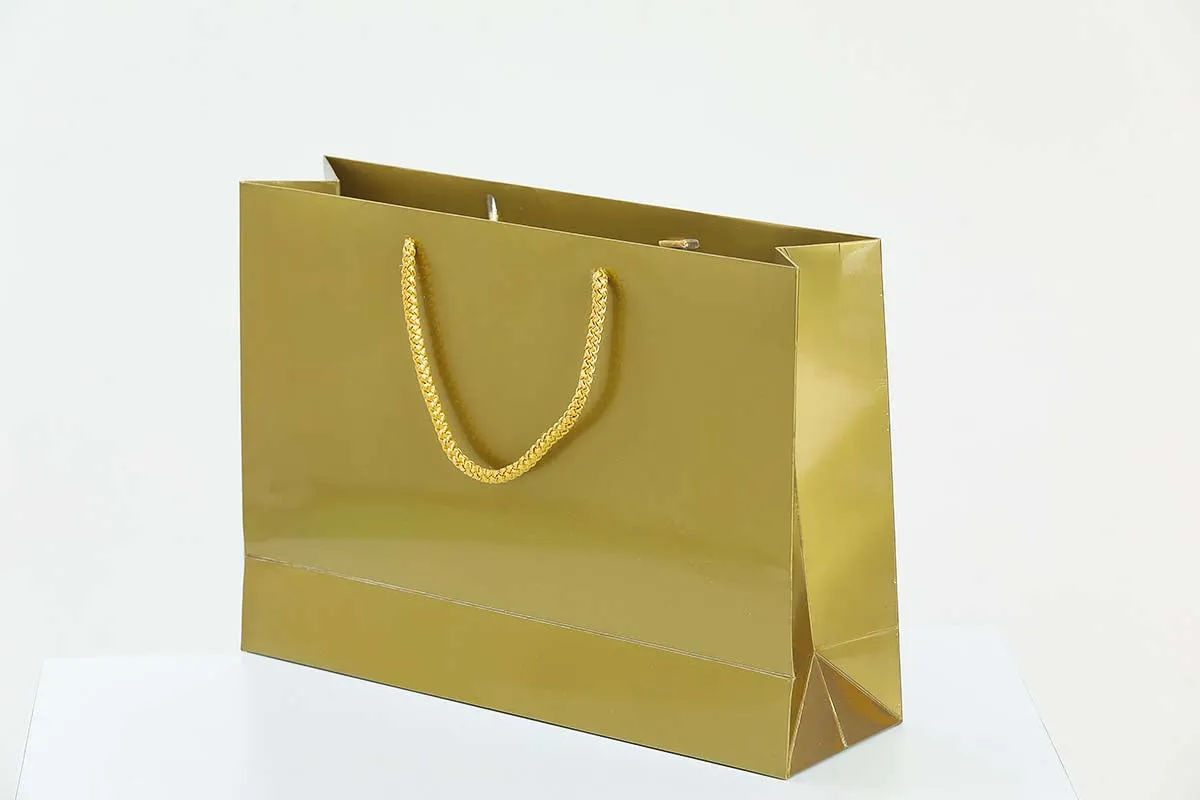 Medium Gold Glossy Laminated Uk Carrier Bags