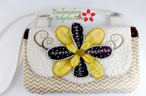 MISS DAISY Scalloped Flap Bag with Dimensional Flowers. Digital Design