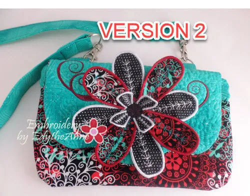 MISS DAISY Scalloped Flap Bag with Dimensional Flowers. Digital Design