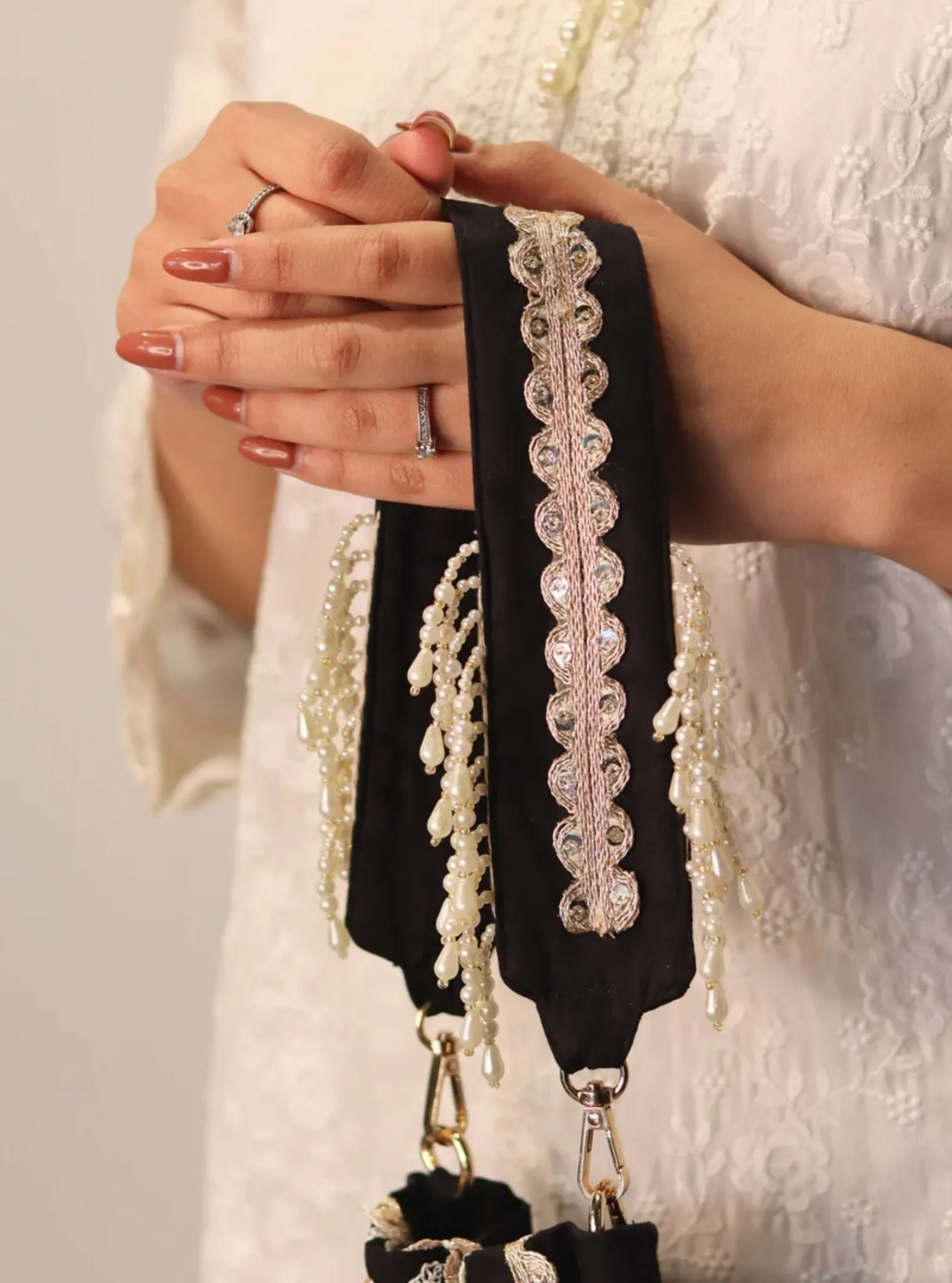 Mulmul Resham Black Potli Bag