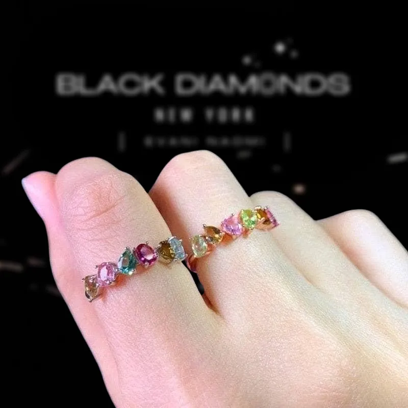 Multicolor Natural Tourmaline Ring