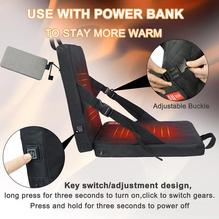 Outdoor Portable Camping Heated Foldable Cushion, Size: 33x38x4cm(Black)