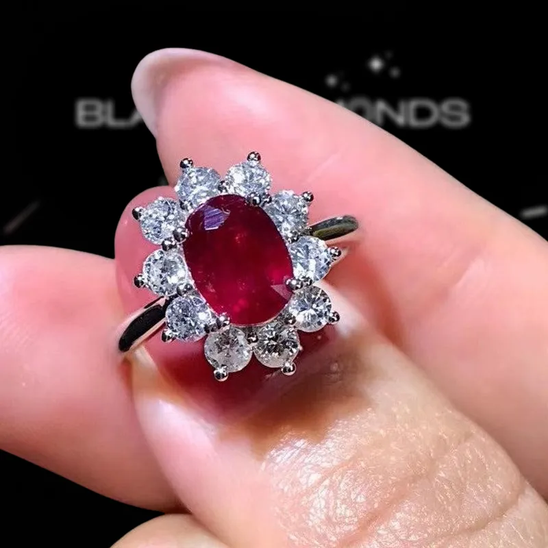 Oval Cut Ruby Engagement Ring