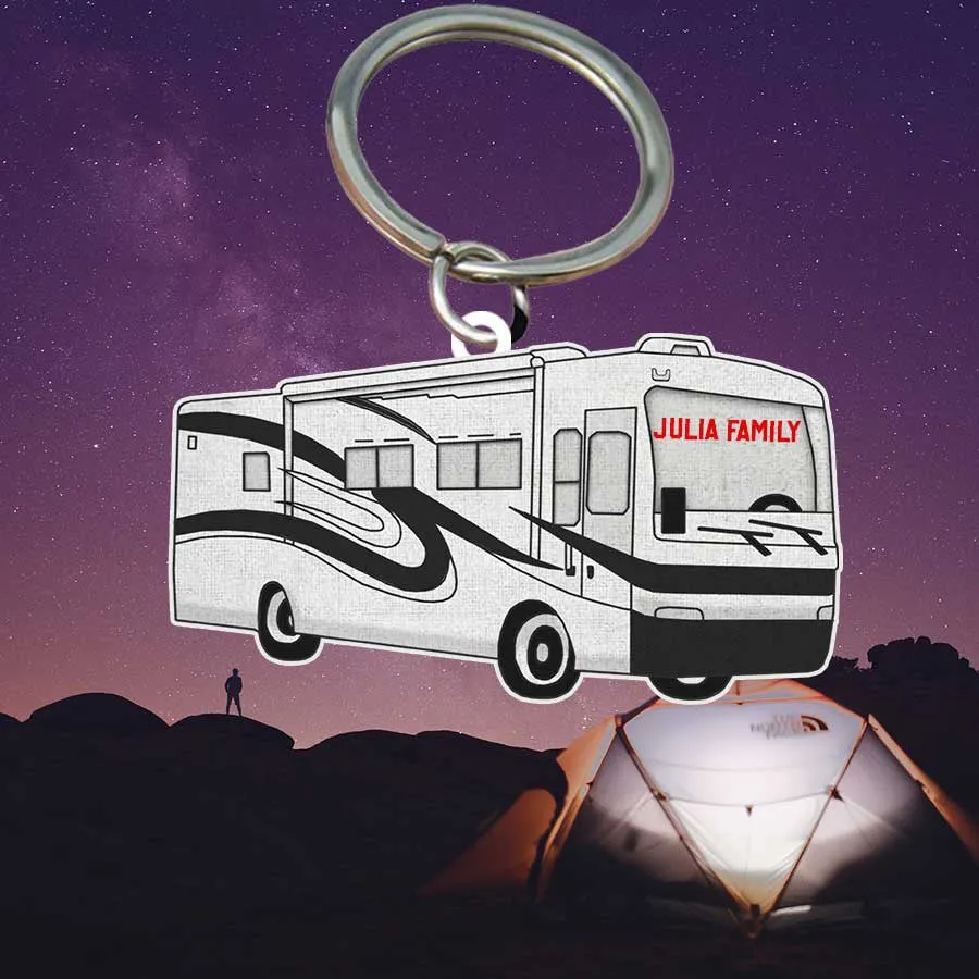 Personalized Camping Keychain, Popup Flat Acrylic Keychain for Camper