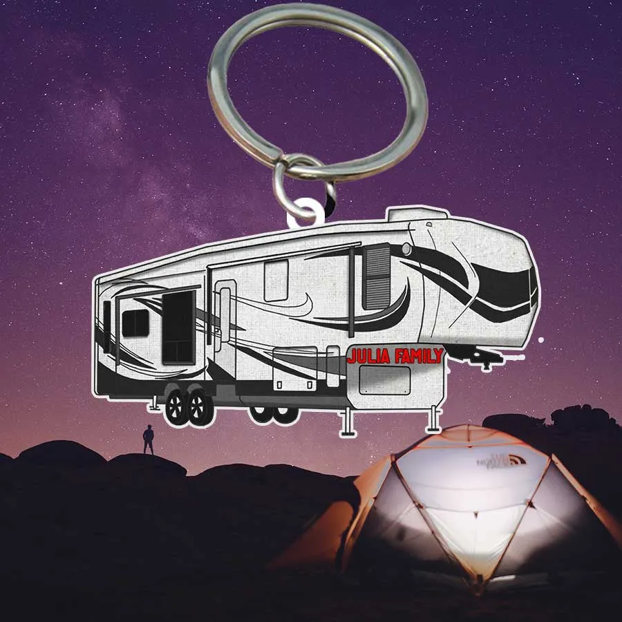 Personalized Camping Keychain, Popup Flat Acrylic Keychain for Camper