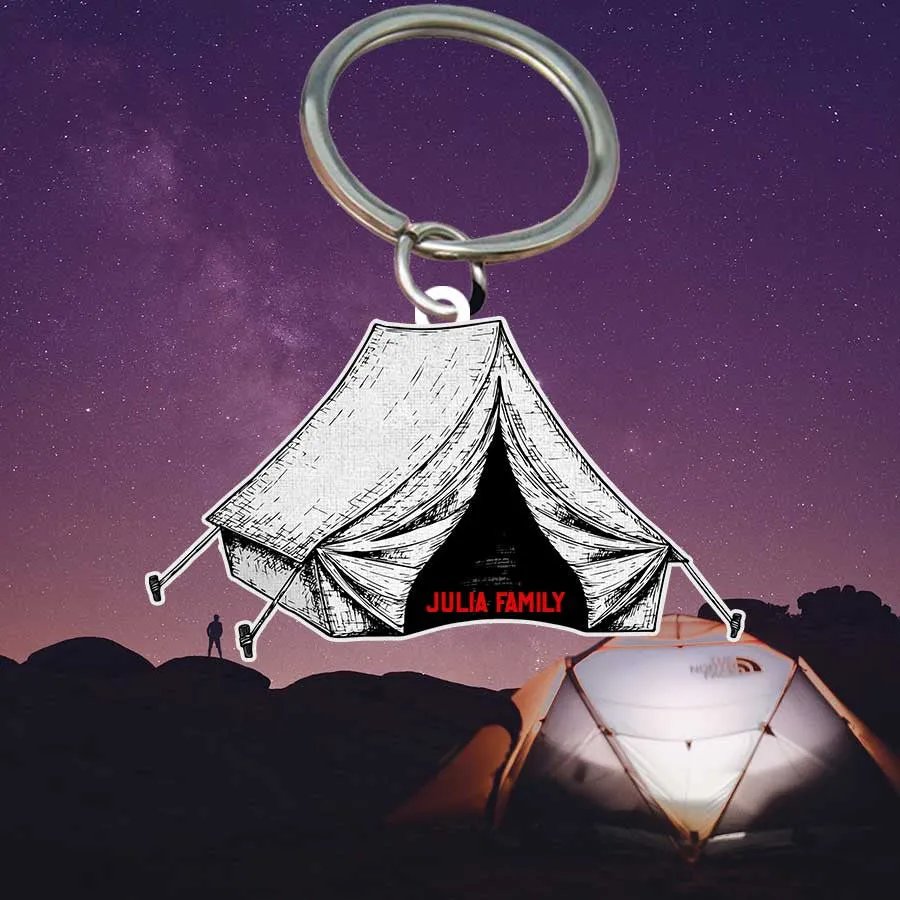 Personalized Camping Keychain, Popup Flat Acrylic Keychain for Camper