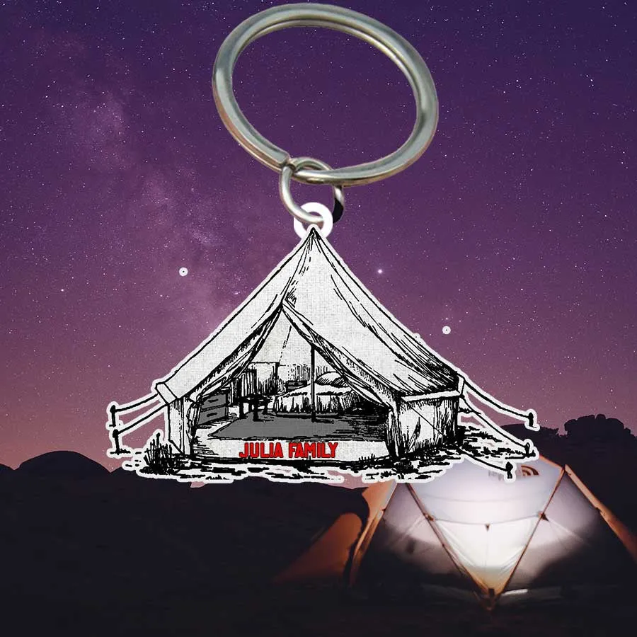 Personalized Camping Keychain, Popup Flat Acrylic Keychain for Camper