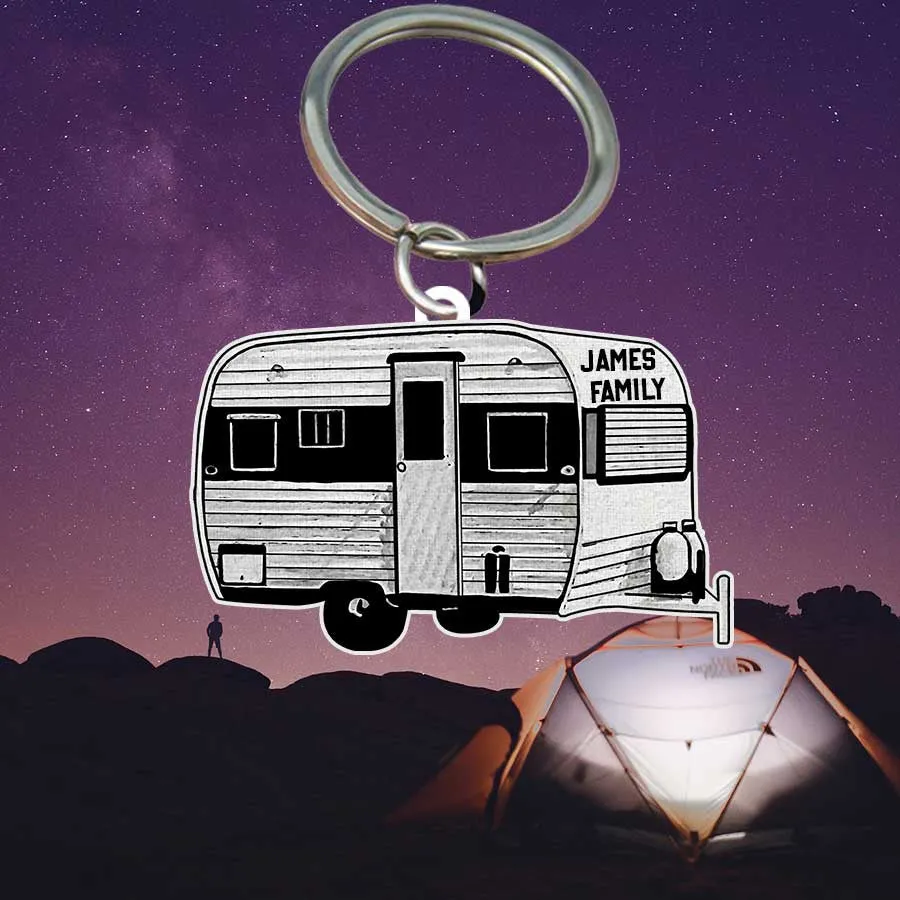 Personalized Camping Keychain, Popup Flat Acrylic Keychain for Camper