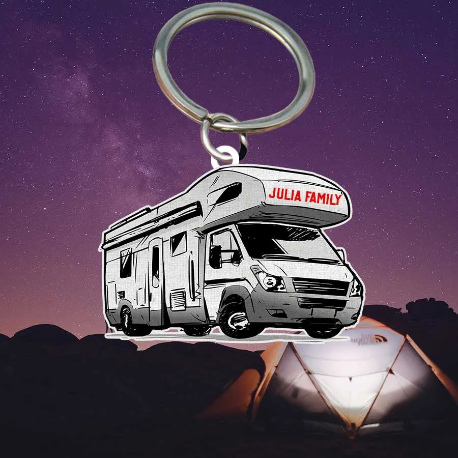Personalized Camping Keychain, Popup Flat Acrylic Keychain for Camper