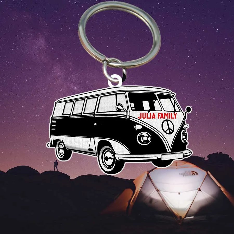 Personalized Camping Keychain, Popup Flat Acrylic Keychain for Camper