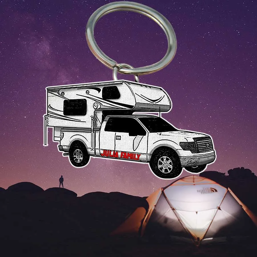 Personalized Camping Keychain, Popup Flat Acrylic Keychain for Camper
