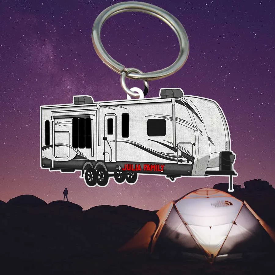Personalized Camping Keychain, Popup Flat Acrylic Keychain for Camper