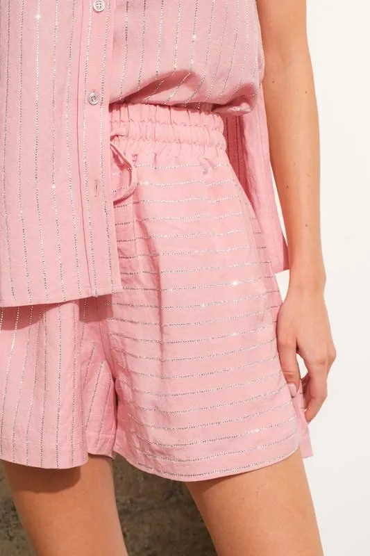 Pink Linen Rhinestone