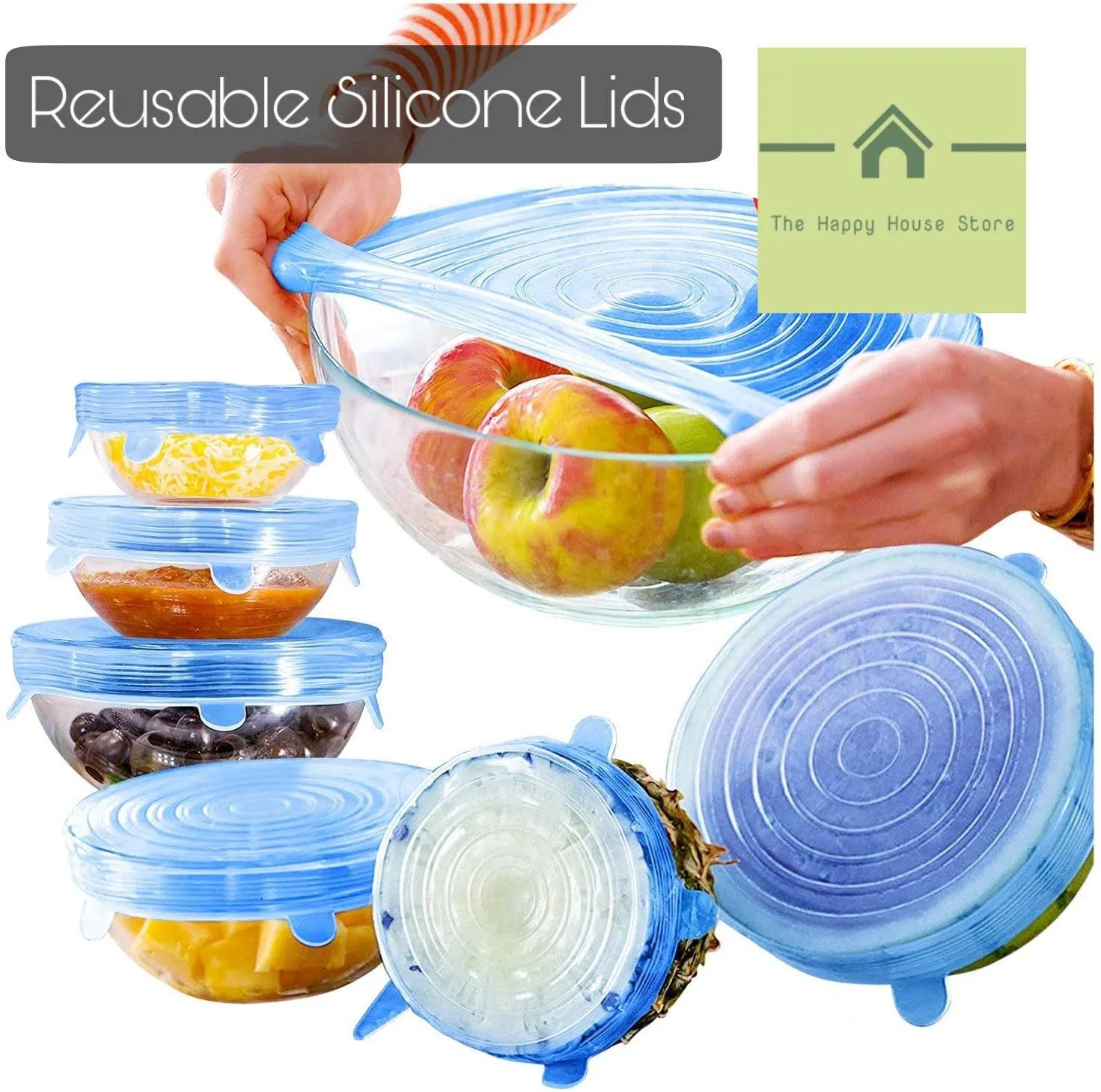Reusable Silicone Lids - Set of 6 or 12