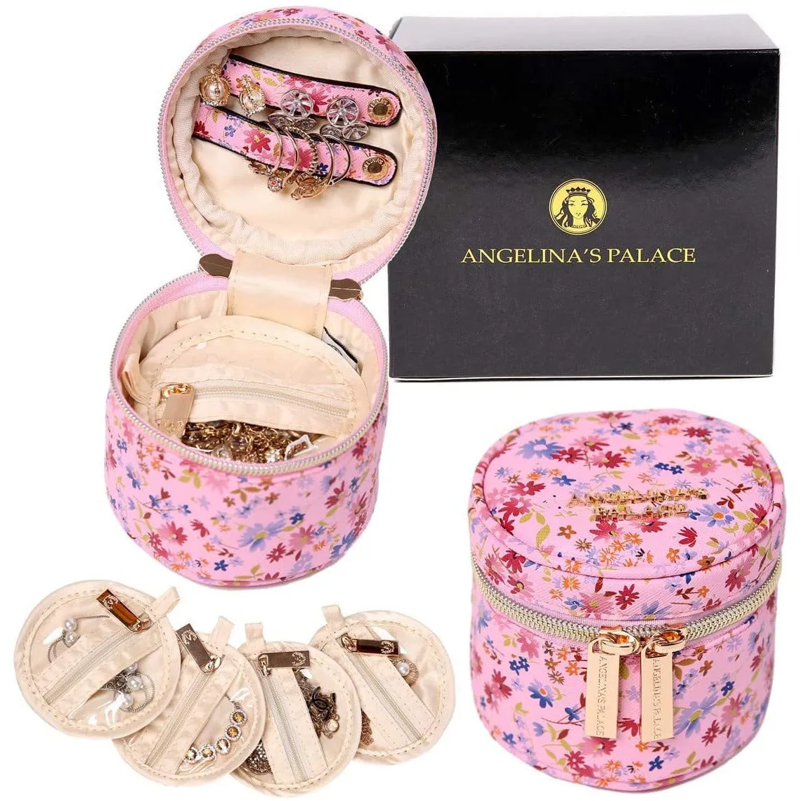 Round Jewelry Case Blossom Pink