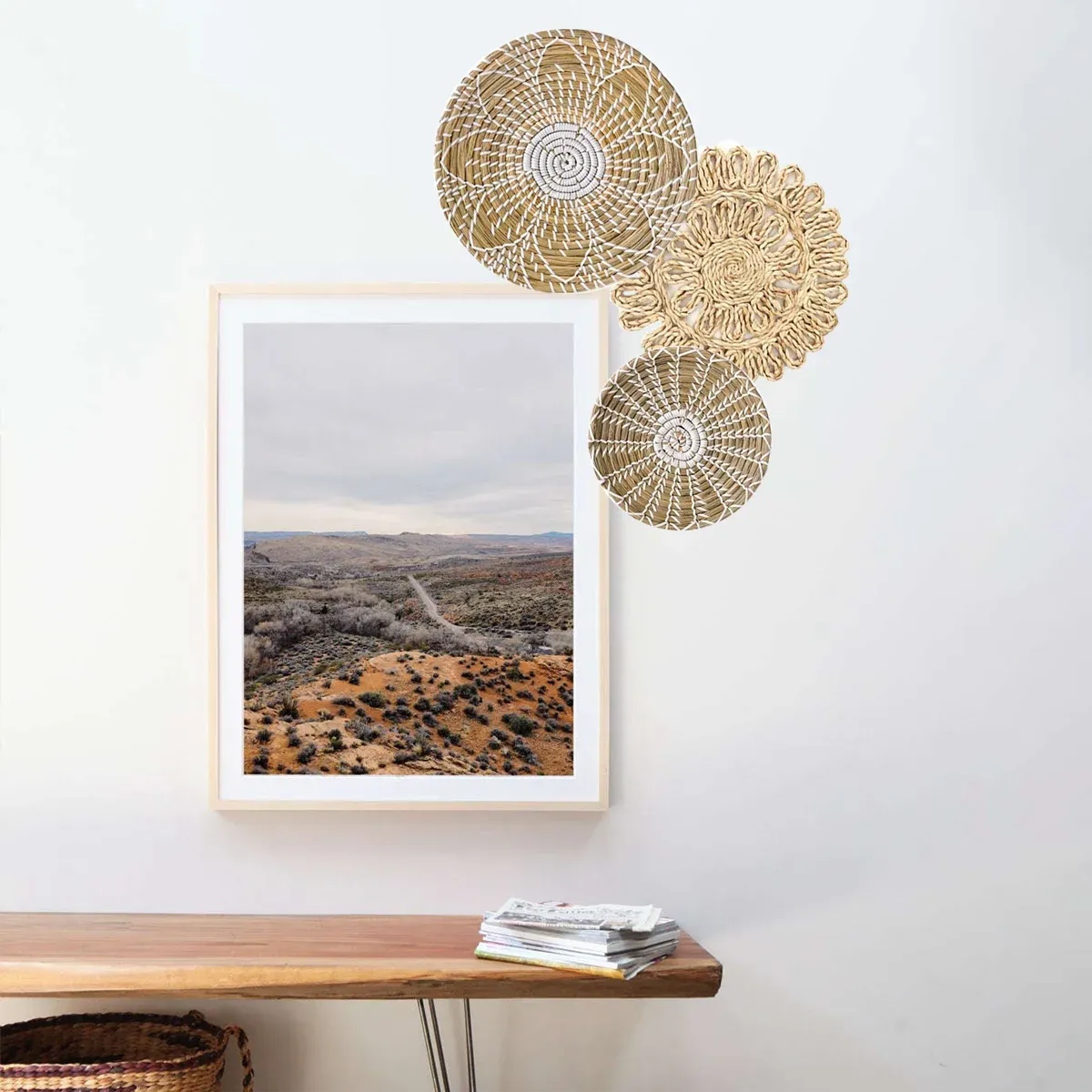Set of 10 Boho Basket Wall Decor