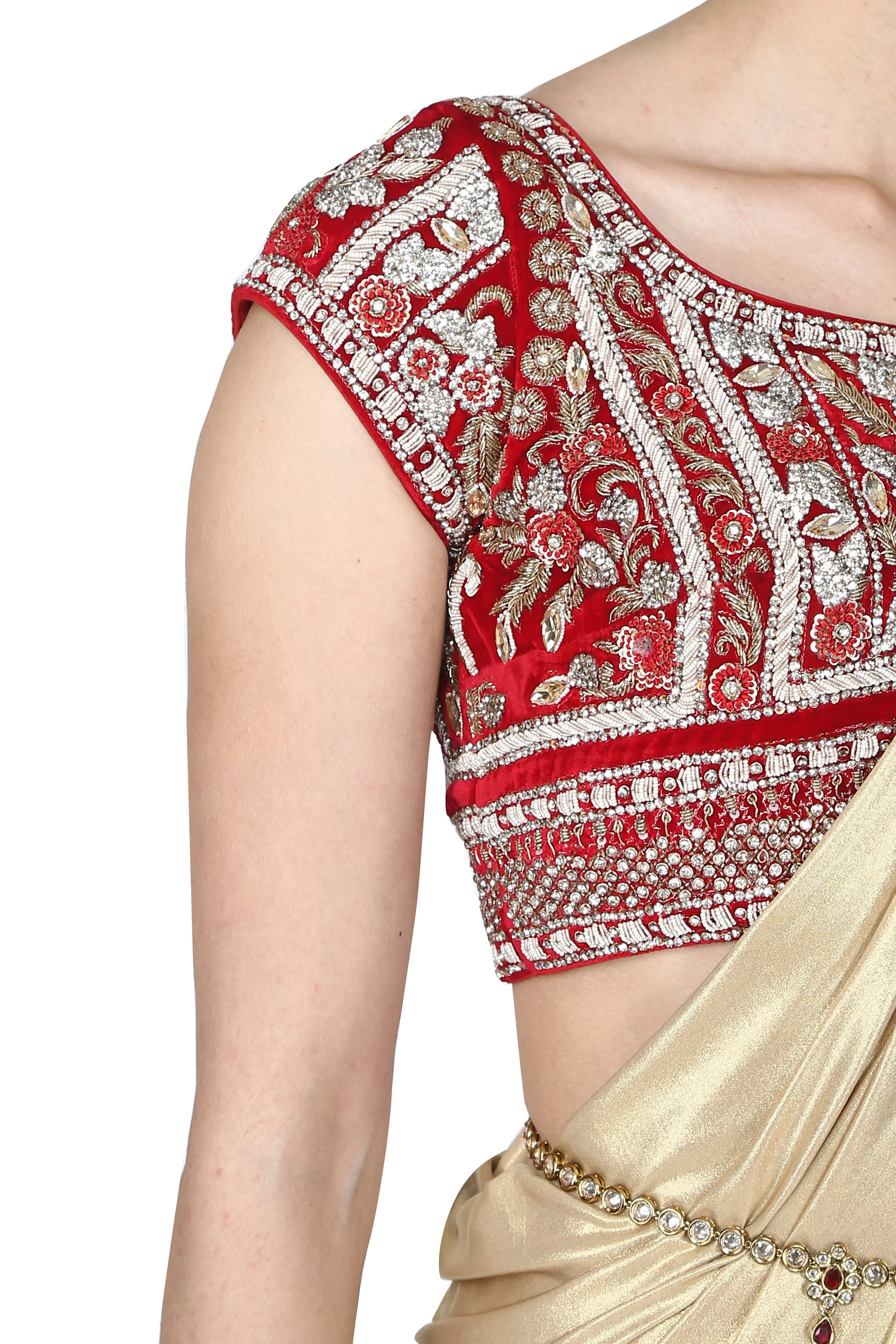 Shimmer golden pre-drape saree