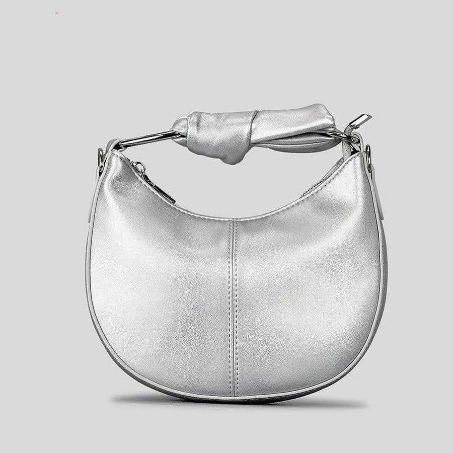 Soft Saddle Niche Stitching Knotted Handbag